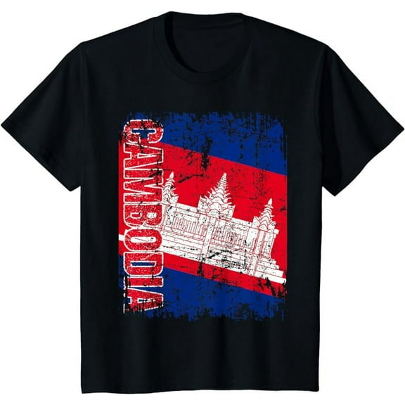 CAMBODIA Flag Vintage Distressed CAMBODIA T-Shirt