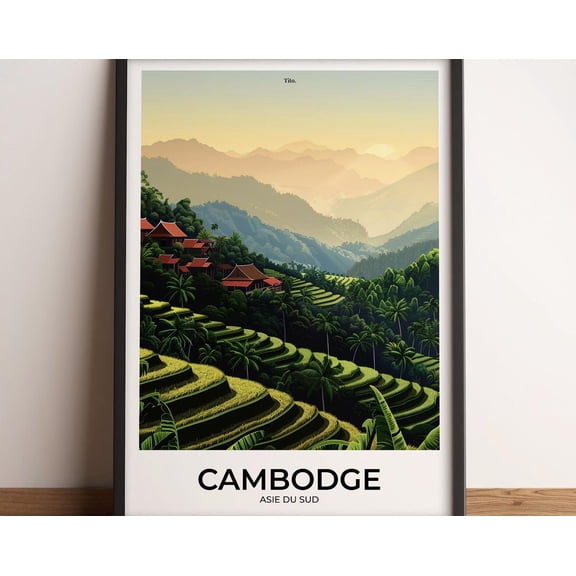 CAMBODIA Poster · Cambodia Travel Poster · Cambodia Art Print · Cambodia Poster · Cambodia in South Asia · izable Gift, 8x12 UNFRAMED