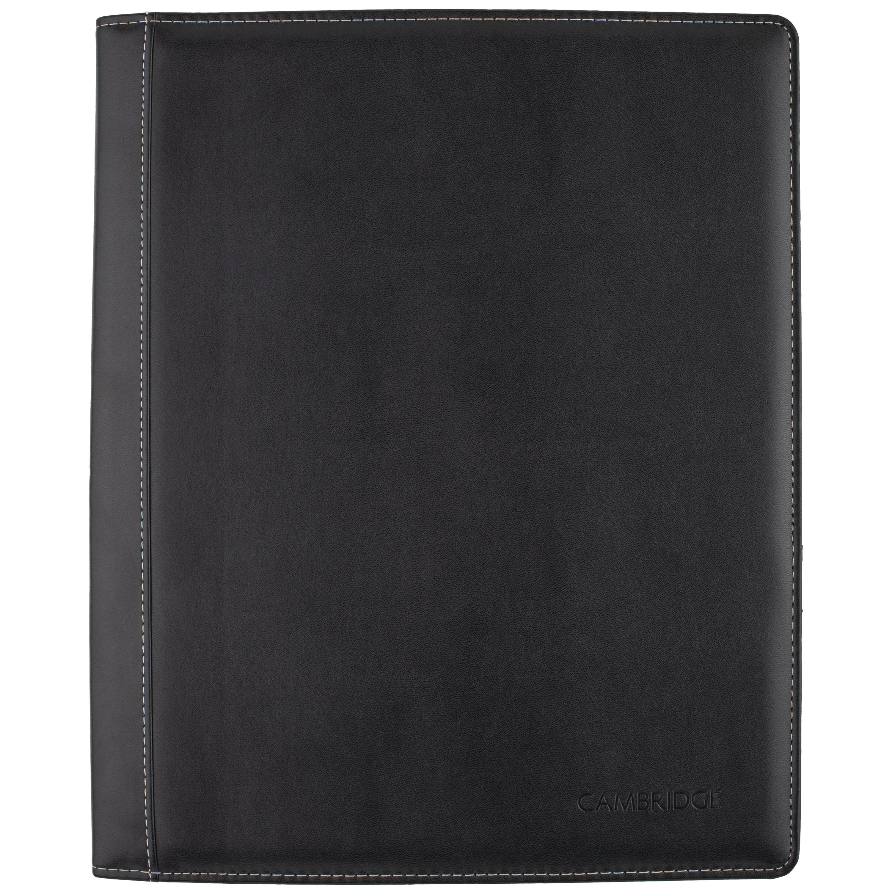 Cambridge Limited Faux Leather Notetaker with Refillable Writing Pad, 50 Sheets, 8.5 x 11, Black