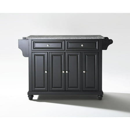 CAMBRIDGE SOLID GRANITE TOP KITCHEN ISLAND IN BLACK FINISH
