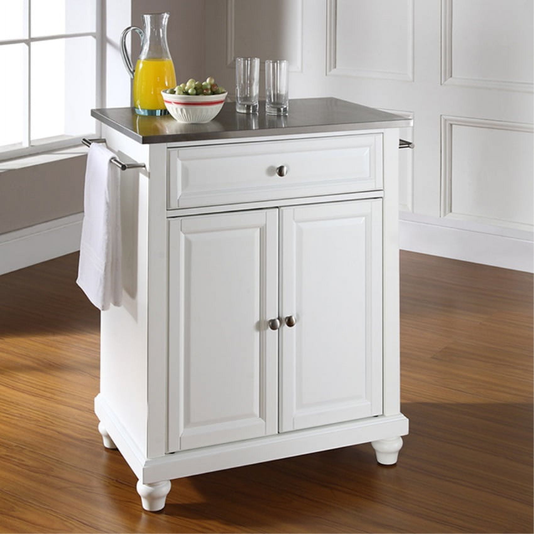 Cambridge White Stainless Steel Top Kitchen Island Cart