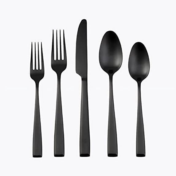 CAMBRIDGE Silversmiths Samira Black Satin 20-Piece Flatware Set, Service for 4