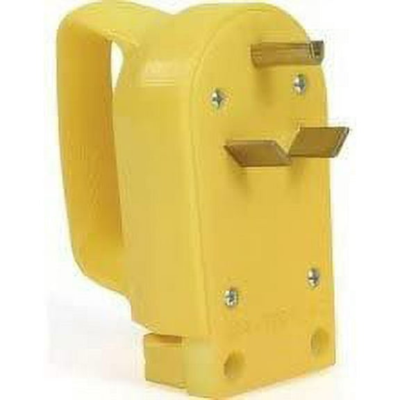 Camco Power Grip 30 Amp Male Replacement Plug With Handle - Durable Safer Plug - Yellow