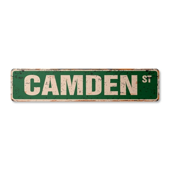 CAMDEN Vintage Plastic Street Sign Childrens Name Room Sign | Indoor/Outdoor |  24" Wide