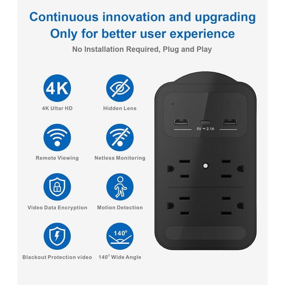 CAMDUCK 4K Indoor Home Security Cameras for Baby/Elder/Dog/Pet Camera ,BLACK