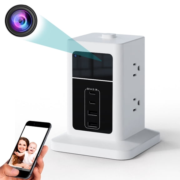 CAMDUCK 4K Outlet Camera Charger with WiFi, Home Security Camera Featuring Night Vision and Real-Time Alerts