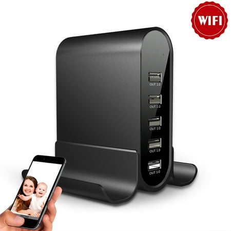 CAMDUCK New Hidden Camera Detector with Charger, 1080P WiFi Security Portable Camera, Mini Nanny Cam with Loop Working for Indoor Surveillance, No Audio up to 128GB SD Card (Not Included)