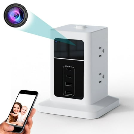 CAMDUCK Plug Camera - Full HD 4K Wireless Camera - WiFi Nanny Cam for Home Indoor Security - WiFi Connection UpgradedBuilt-in 128g SD Card