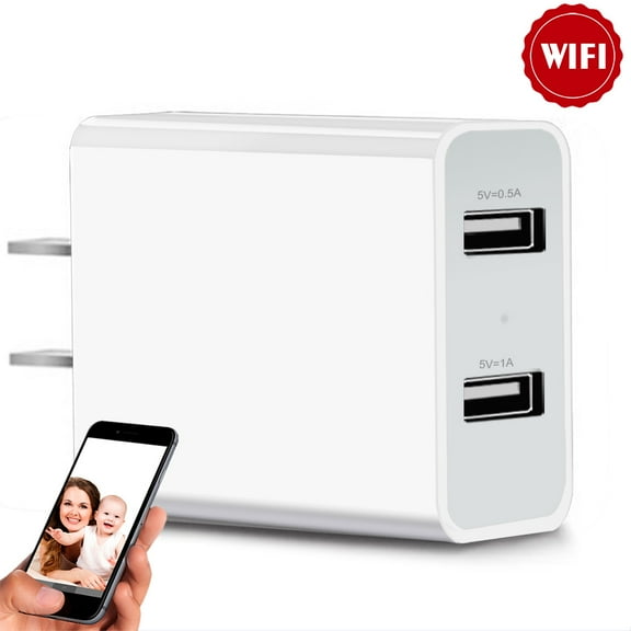 CAMDUCK USB Charger Camera - HD 1080P Mini WiFi Security Camera - Small Micro Wireless Nanny Cam for Home Indoor Security