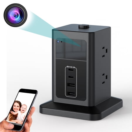 CAMDUCK XN Hidden Camera Charger with 4K, 1 Channel, 128G SD Card, Black, night vision