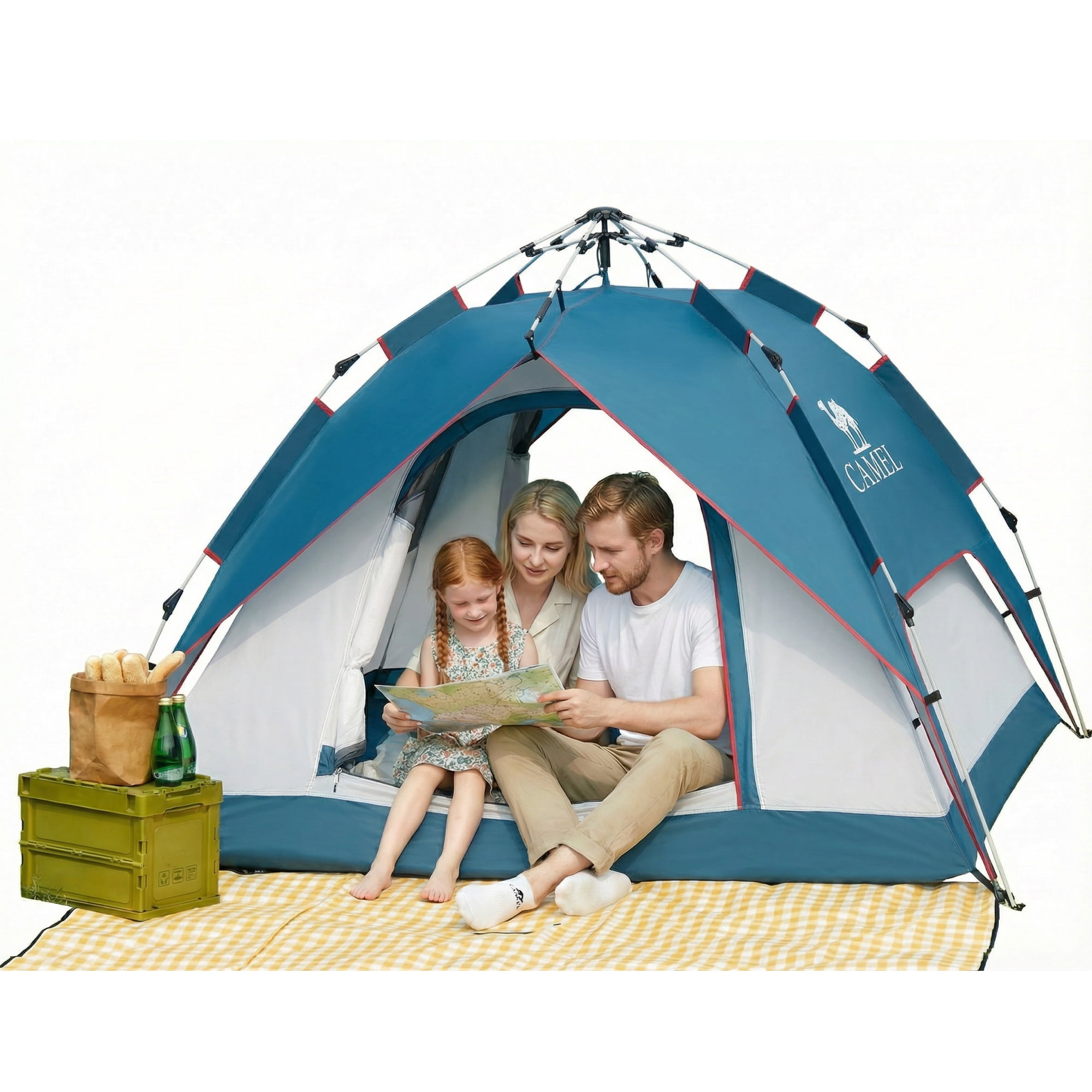CAMEL 3-4 Person Pop Up Dome Tent Waterproof UV-Resistent Shelter 2-in-1 Backpacking Tent Outdoor