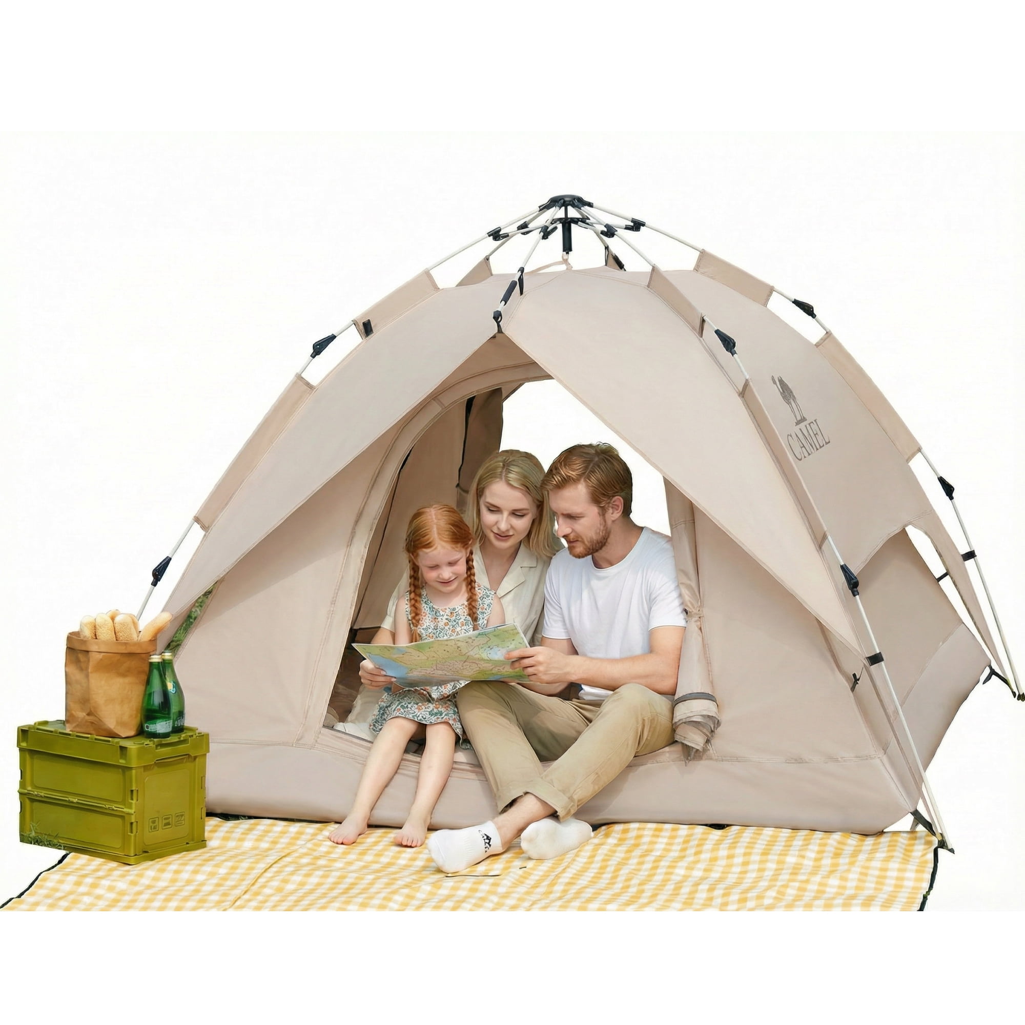CAMEL 3-4 Person Pop Up Dome Tent Waterproof UV-Resistent Shelter 2-in-1 Backpacking Tent Outdoor
