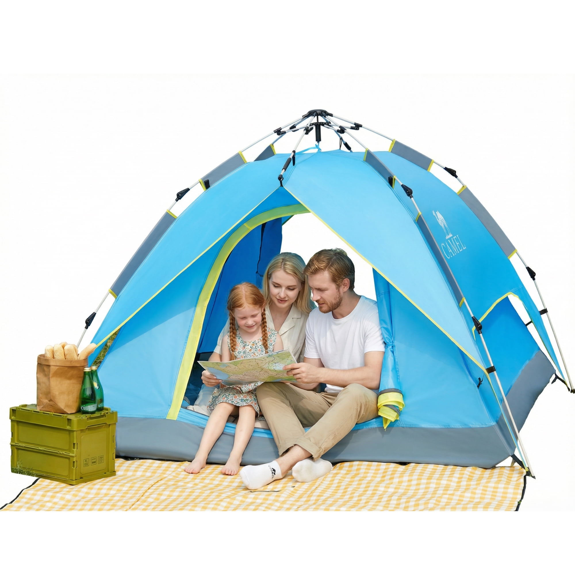 CAMEL 3-4 Person Pop Up Dome Tent Waterproof UV-Resistent Shelter 2-in-1 Backpacking Tent Outdoor