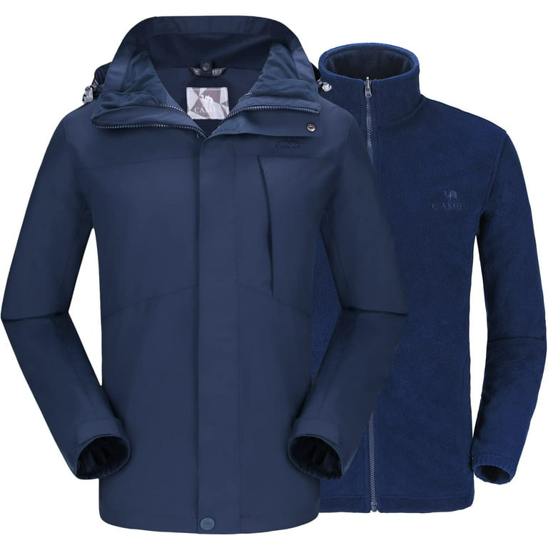 CAMEL CROWN Men\'s Mountain Ski Jacket 3 in 1 Waterproof Winter Jacket Warm  Snow Jacket Hooded Rain Coat Windproof Winter Coat