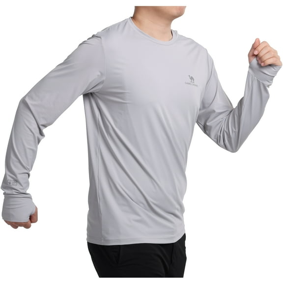 CAMEL CROWN Men's Rash Guards Sun UV Protection Clothing UPF 50  Fishing Shirts for Men Long Sleeve Swim Shirts Rashguard UV Swimwear Athletic Mens Workout Tops Gray XXXL