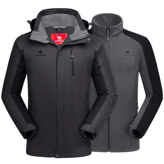 CAMEL CROWN Men’s Ski Jacket with Inner Fleece 3 in 1 Waterproof Winter Jacket