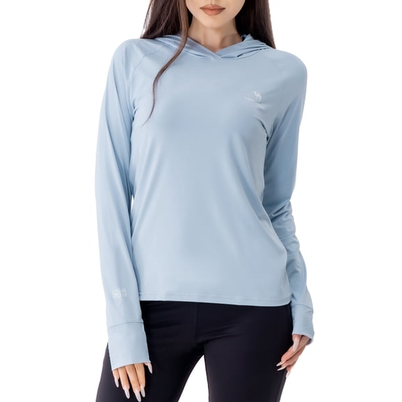 CAMEL Women's Sun Protection Clothing UPF 50  Lightweight Womens Activewear Long Sleeve Rash Guard Shirts Breathable Sunscreen Hoodie Workout Tops Outdoor Hiking Blue