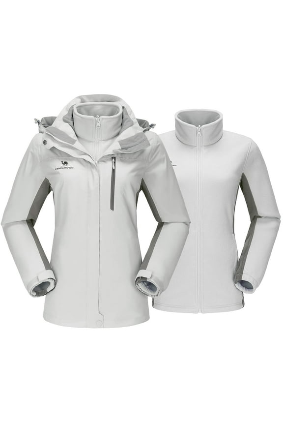 Women's Waterproof Ski Jacket Winter Coat Windbreaker Fleece Inner Detachable Hood Snow Hiking Outdoor