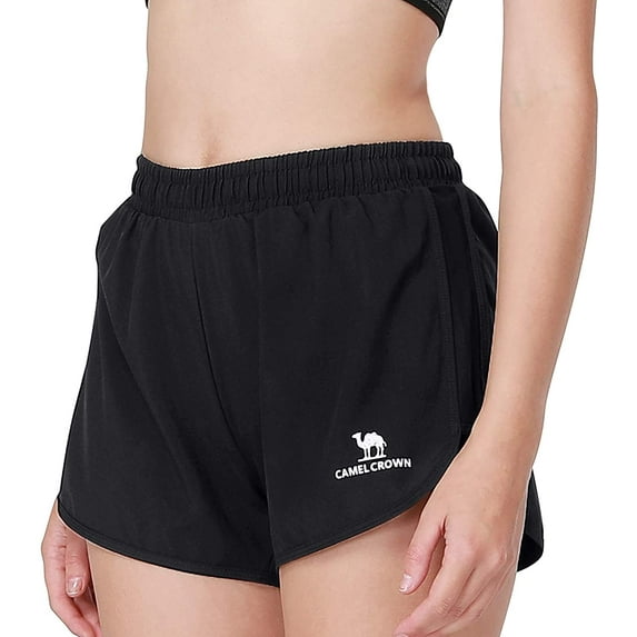 CAMEL CROWN Womens 2 in 1 Running Shorts Active Quick Dry Dolphin Running Shorts for Workout Training