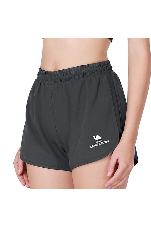 Womens 2 in 1 Running Shorts Active Quick Dry Dolphin Running Shorts for Workout Training