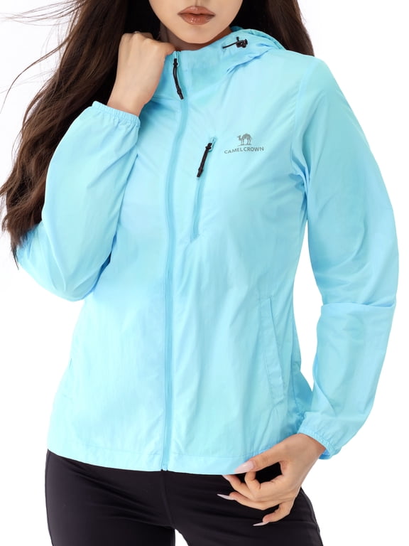 Womens Sun Protection Clothing UPF 50+ Workout Tops Shirts Thin Breathable Rash Guard Long Sleeve Shirts Outdoor Sunscreen Lightweight Womens Activewear Zip Up Hoodie Hiking Jacket Green