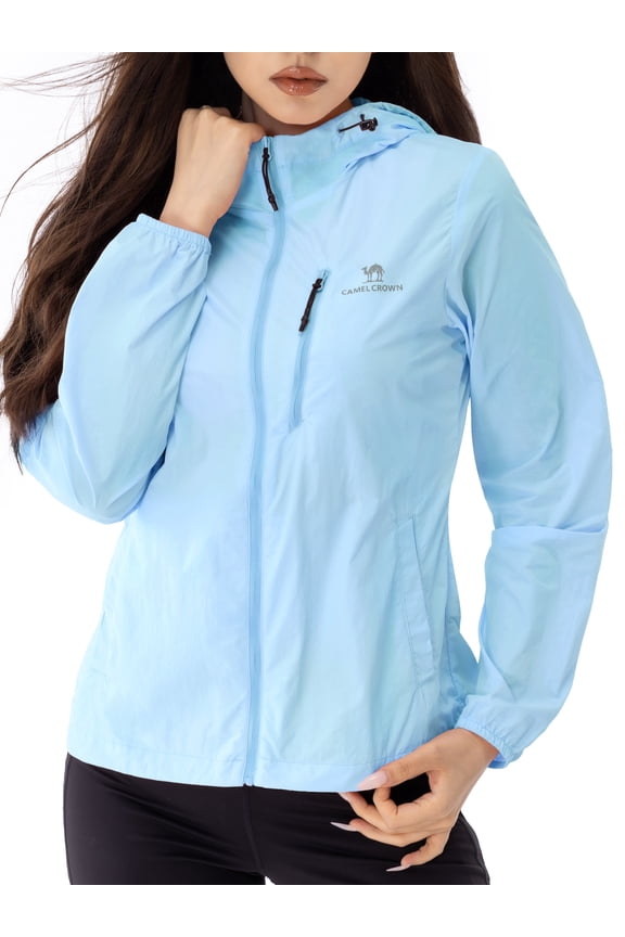 Womens Sun Protection Clothing UPF 50+ Workout Tops Shirts Thin Breathable Rash Guard Long Sleeve Shirts Outdoor Sunscreen Lightweight Womens Activewear Zip Up Hoodie Hiking Jacket Blue