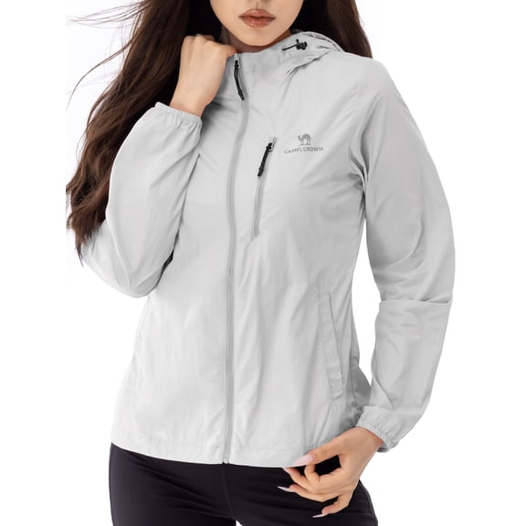 Camel Crown  Women's Sun Protection Activewear Hooded Long Sleeve Rash Guard White