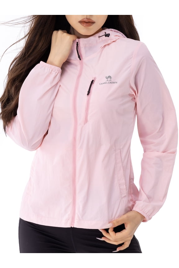 Womens Sun Protection Clothing UPF 50+ Workout Tops Shirts Thin Breathable Rash Guard Long Sleeve Shirts Outdoor Sunscreen Lightweight Womens Activewear Zip Up Hoodie Hiking Jacket Pink