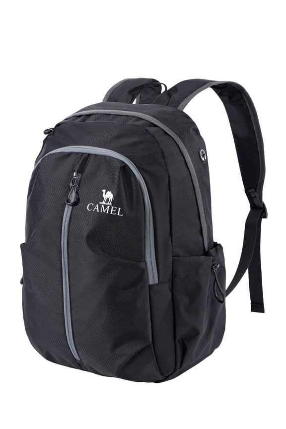 Foldable Backpack 25L Waterproof Travel Hiking Daypack Lightweight School Bag With Headphone Jack Black