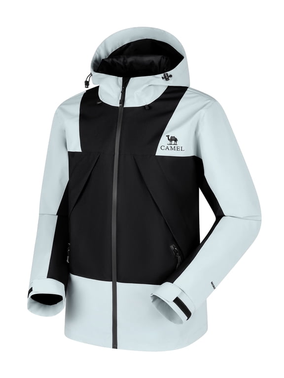 Men's Casual Jacket Waterproof Hiking Windbreaker Rain Coat Colorblock Color Coats Black Gray