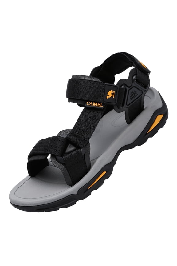 Men's Hiking Sandals Adjustable Straps Hiking Sandals, Medium Wide Platform Open Toe Black, US 8
