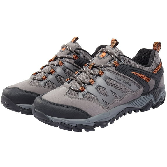 CAMEL Men's Hiking Shoes Breathable Casual Sneakers Athletic Shoes Male Fashion Outdoor Walking Shoes Light Gray Orange