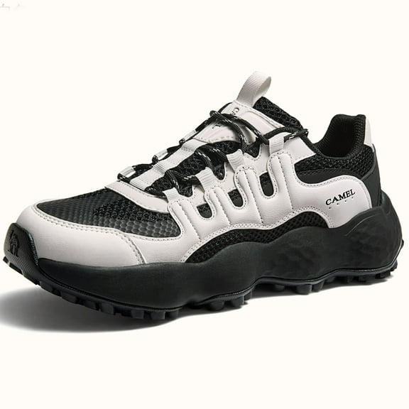 CAMEL Men's Hiking Shoes Adjustable Casual Shoes Platform Anti-Slip Sneakers Black, US 9
