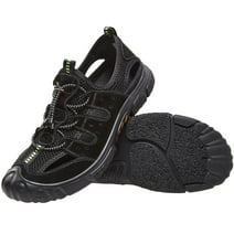 CAMEL Men's Outdoor Hiking Sandals Closed Toe Athletic Sport Black Sandals Waterproof Fisherman Sandals for Beach Water