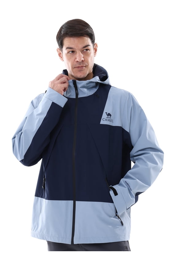 Men's Athletic Jakcet Coats Lightweight Waterproof Windbreaker Fashion Outerwear Jackets Sportswear Hooded Casual Outwear Blue