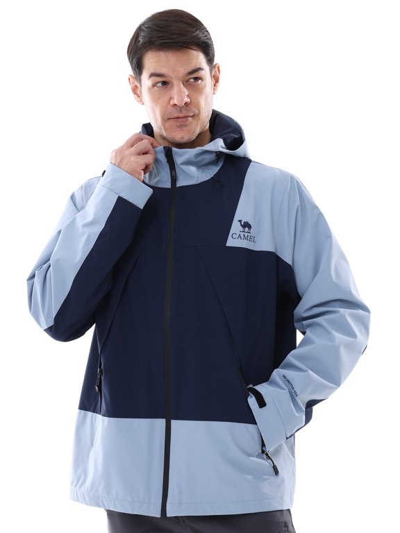 Men's Athletic Jakcet Coats Lightweight Waterproof Windbreaker Fashion Outerwear Jackets Sportswear Hooded Casual Outwear Blue
