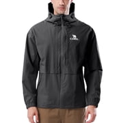 CAMEL Mens Rain Jacket Lightweight Outerwear Windbreaker Hiking Softshell Jacket with Hood Athletic Jackets