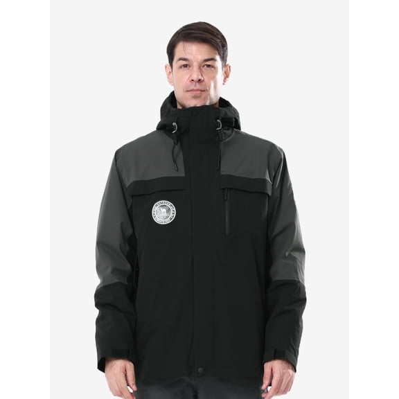 CAMEL Men's Ski Jacket 3 in 1 Outerwear Windbreaker Hiking Jacket Snow Jackets Inner Fleece Winter Coat