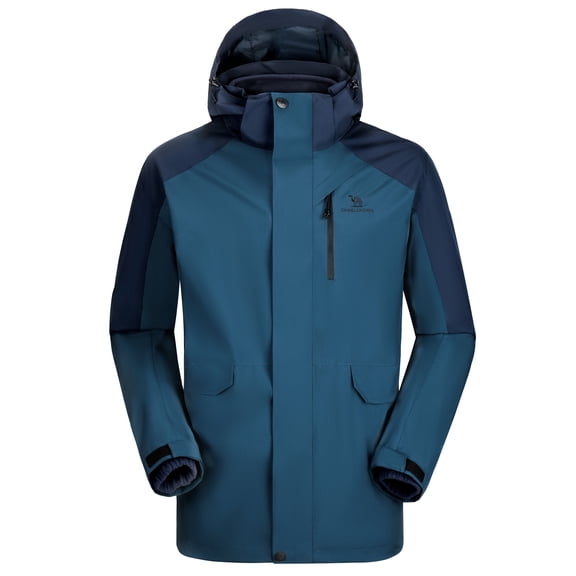 CAMEL Men's Ski Jacket 3 in 1 Outerwear Windbreaker Hiking Jacket with Hood Athletic Jackets Inner Fleece