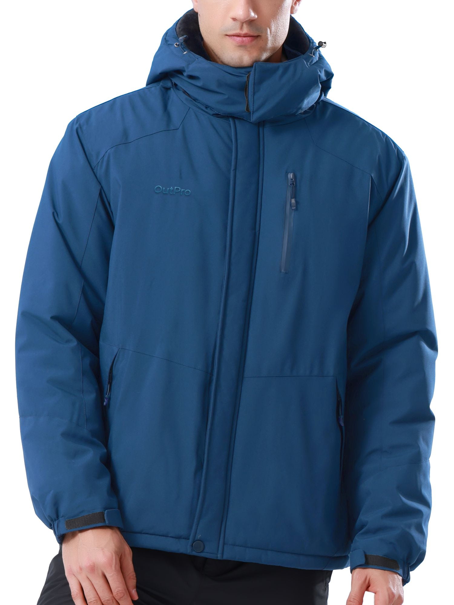 OutPro Mens Ski Jacket Hood Male Windproof Winter Coat Outerwear Waterproof Hiking Trekking Skiing Jackets Blue M