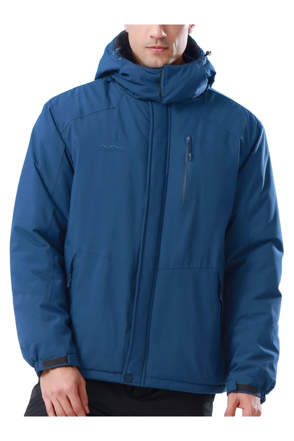 Mens Ski Jacket Hood Male Windproof Winter Coat Outerwear Waterproof Hiking Trekking Skiing Jackets Blue M