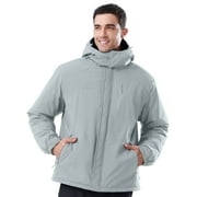 Mens Ski Jacket Men's Trekking Winter Coat Snow Jacket Hooded Windbreaker Hiking Raincoat Light Gray XL