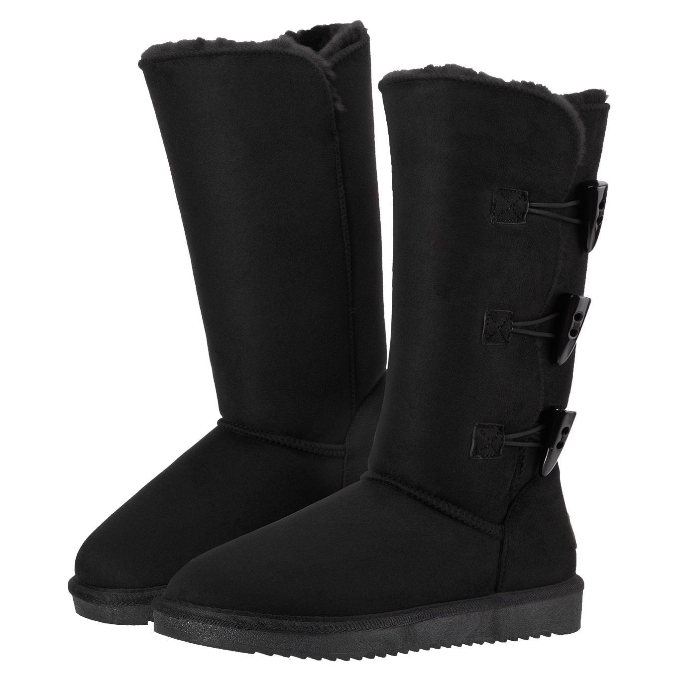 CAMEL Winter Tall Boots for Women Snow Boot Button Fashion Black Boots ...