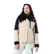 CAMEL Women's Athletic Jackets Waterproof Ski Jakcet Fleece Warm Hooded Windproof Winter Snow Outerwear Coats Gray+Khaki