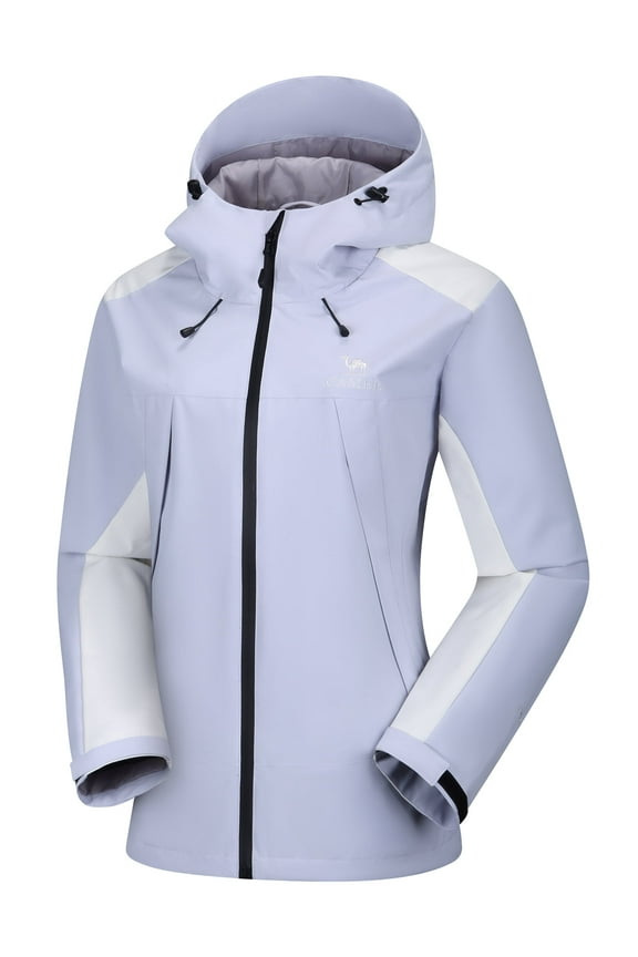 Women's Jackets Lightweight Block Color Raincoat Hooded Windbreaker Casual Coats Purple White