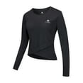 thumbnail image 1 of CAMEL Women's Long Sleeve Workout Tops Athletic Compression T-Shirts Cross Hem Gym Yoga Shirt Thumb Hole Black S, 1 of 11