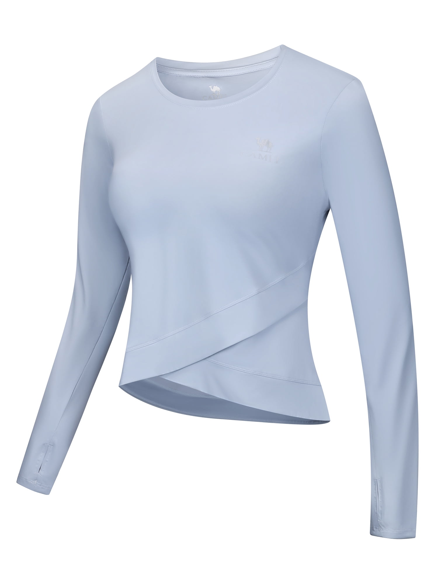 CAMEL Women's Long Sleeve Workout Tops Athletic Compression T-Shirts ...