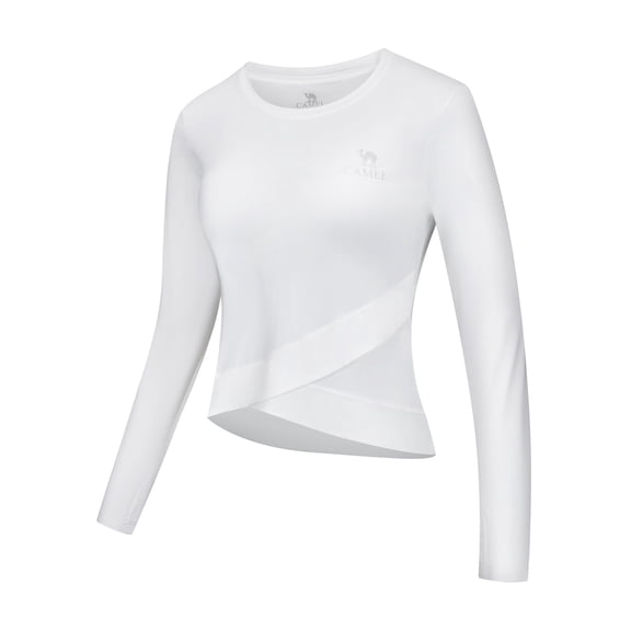 CAMEL Women's Athletic Long Sleeve Workout Shirt, White 3XL