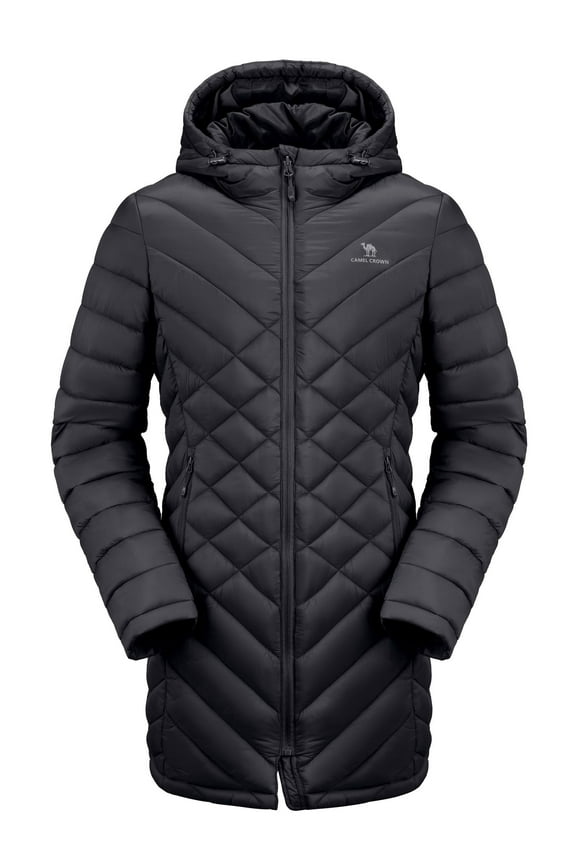 Women's Plus Size Puffer Jacket Quilted Winter Coat Warm Hooded Winter Jacket Parkas Outerwear Black S