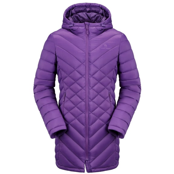 CAMEL Women's Plus Size Puffer Jacket Quilted Winter Coat Warm Hooded Winter Jacket Parkas Outerwear Purple M
